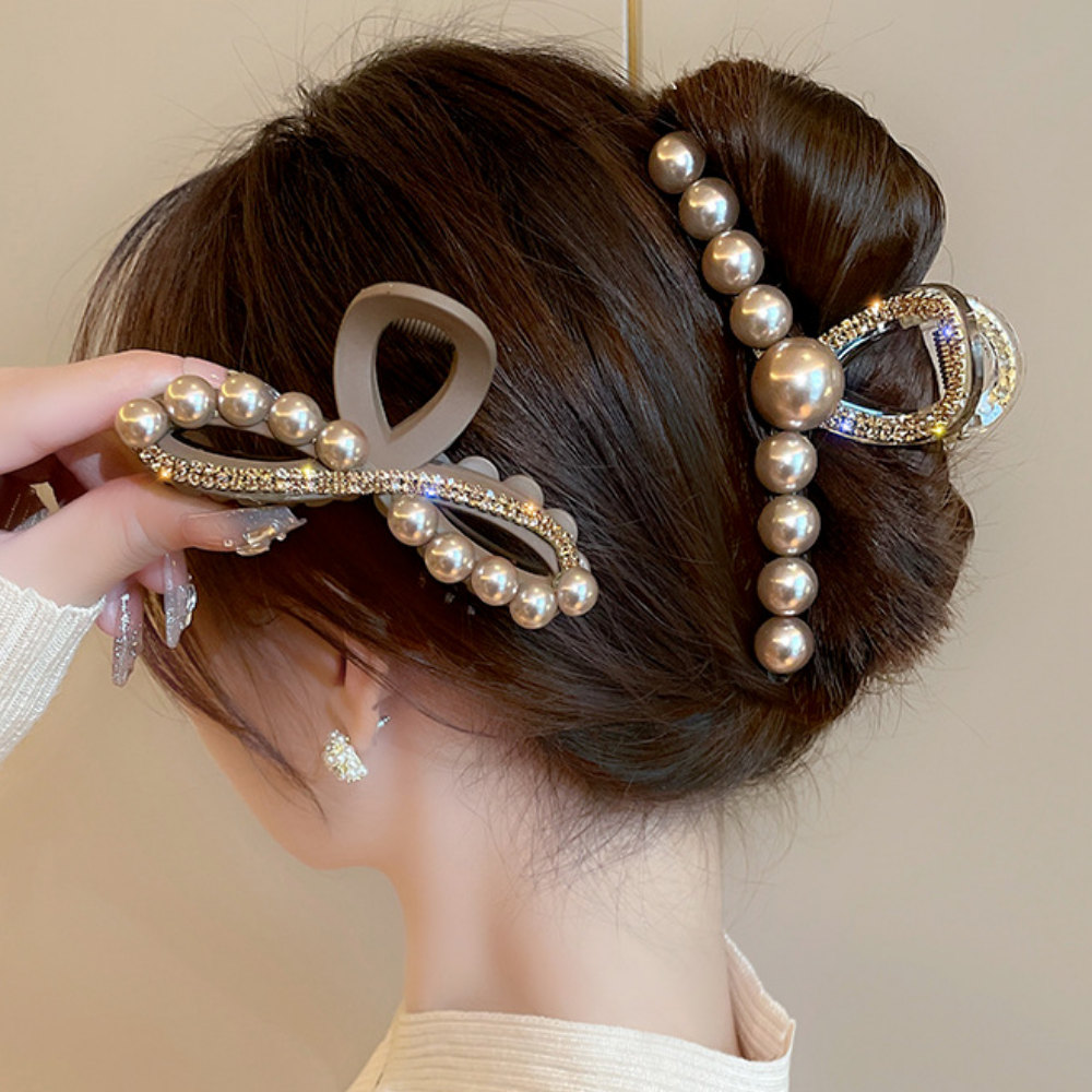 채로스 고급스러운 진주 큐빅 헤어집게핀 2종 10,900원