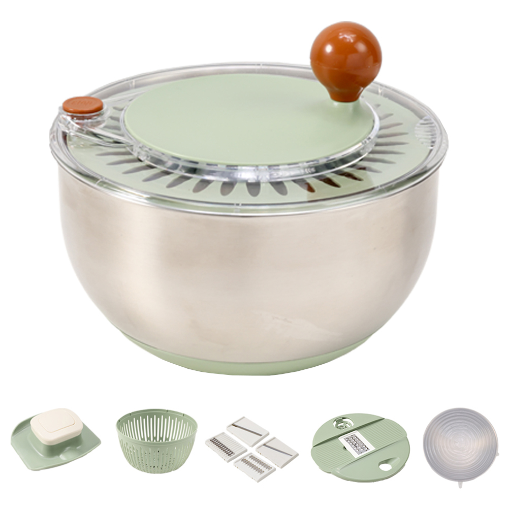 리빙톤 2IN1 스피너 다용도 스테인리스볼 야채탈수기 + 채칼 5종 세트, 화이트, 1세트 71,500원