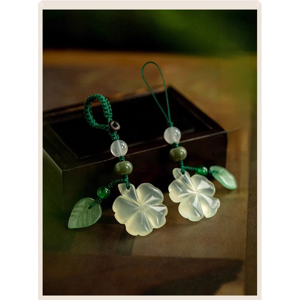 모멘트 네잎클로버 행운 옥 핸드폰 고리 줄 자동차 키링, 네잎클로버 핸드폰줄 12,500원