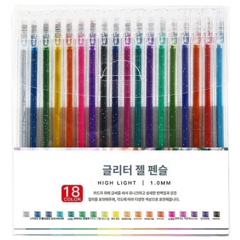 클로젯 색연필 형광 색연필 중성 반짝반짝 색연필, 1개, 18색 12,800원