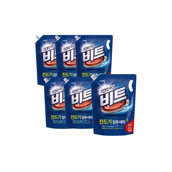 CJ라이온 비트 진드기 침투세탁 일반용 리필 2L 6개 액체세탁세제 대용량 63,900원