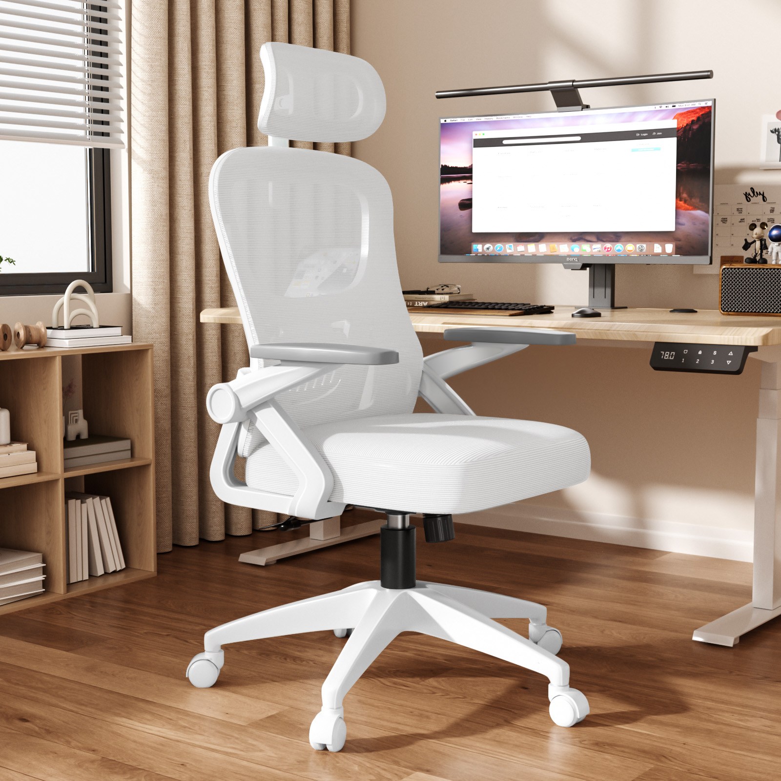 키루에 의자 컴퓨터의자 책상의자 사무용의자 학생 사무실의자 공부의자 컴퓨터 의자 푹신한 메쉬 의자, 화이트 137,900원