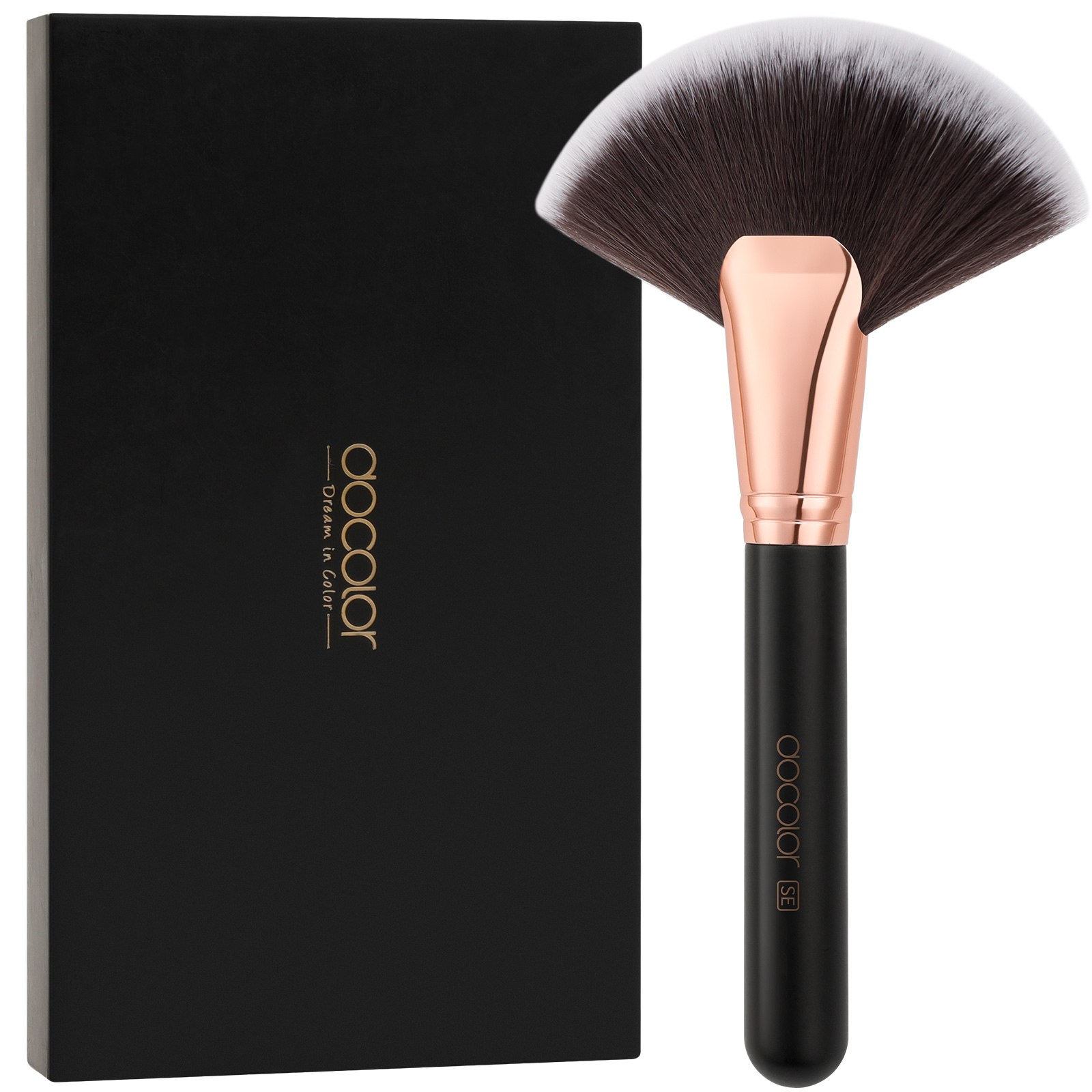 Docolor 메이크업 브러쉬 블러셔 하이라이트 컨투어 팬 브러쉬, 1개, 검정색 15,000원