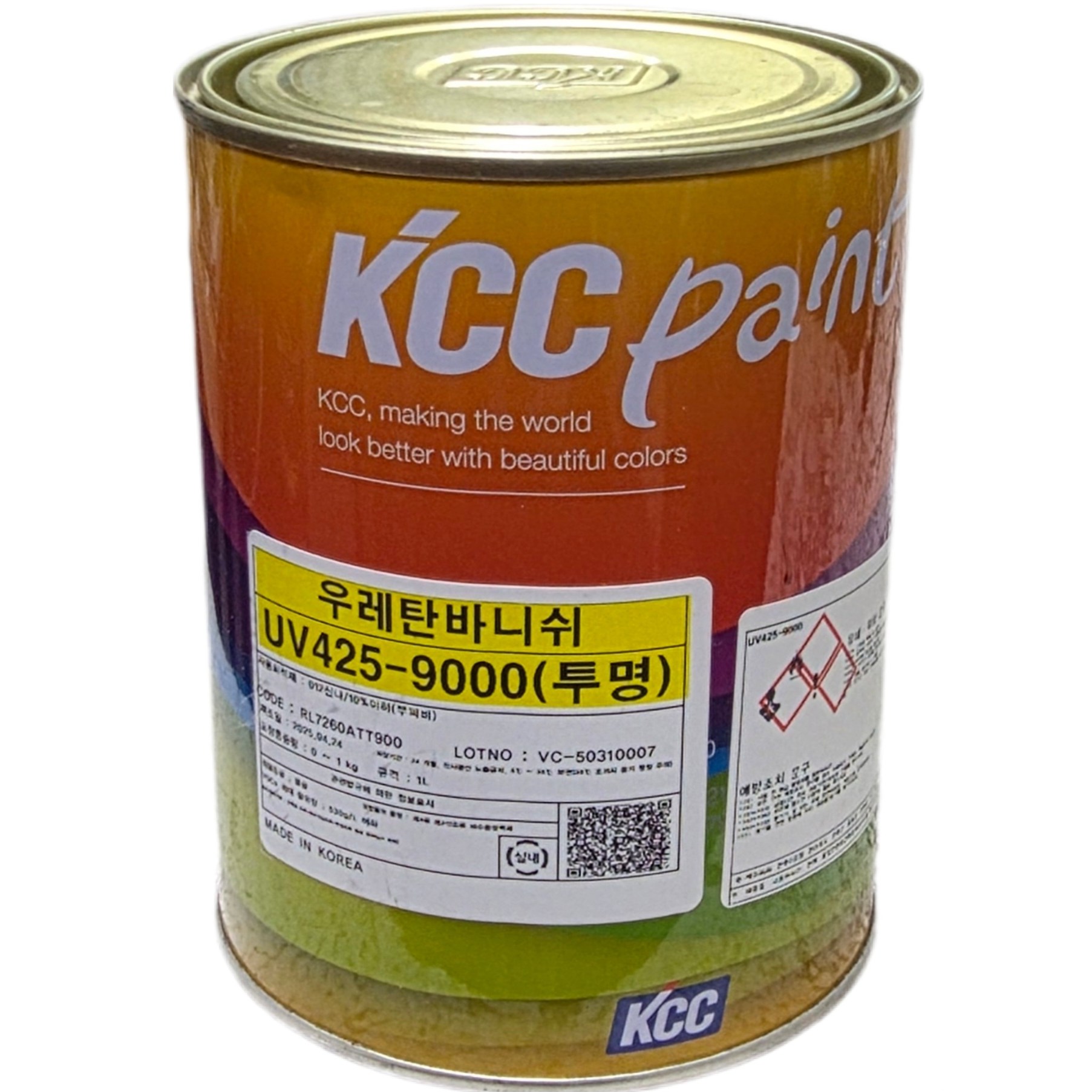 KCC 우레탄 (uv425투명,유광)니스 1L +PP평붓2인치 (신나 필수 구매), 1개 18,590원
