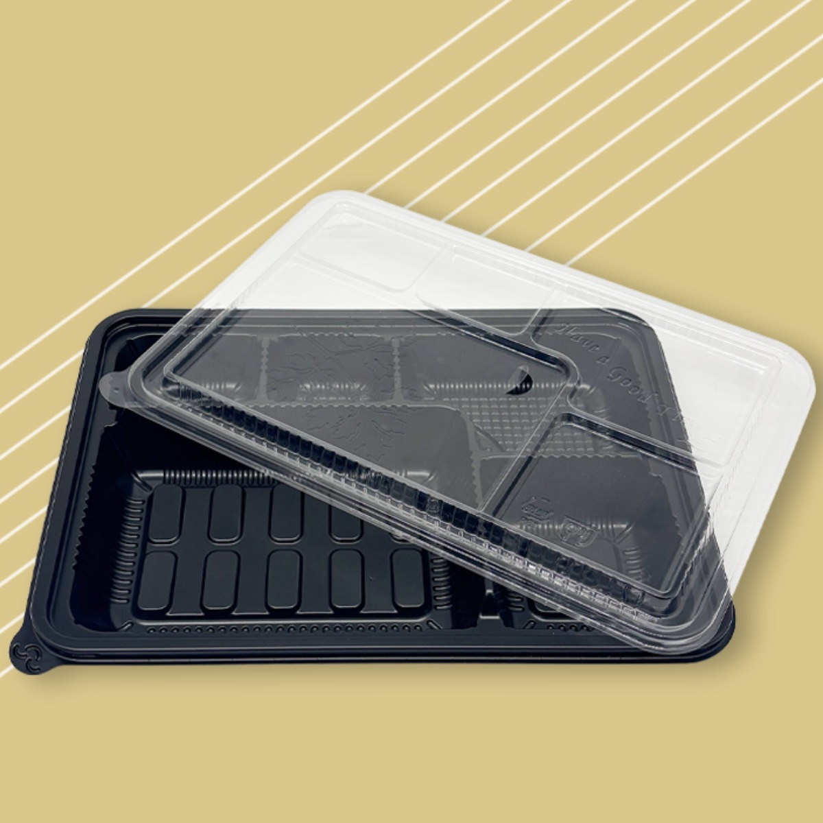 아렌 5칸 도시락용기 블랙 PP / 뚜껑포함 돈까스 일회용 플라스틱 포장 배달 용기, 1개, 100세트 34,270원