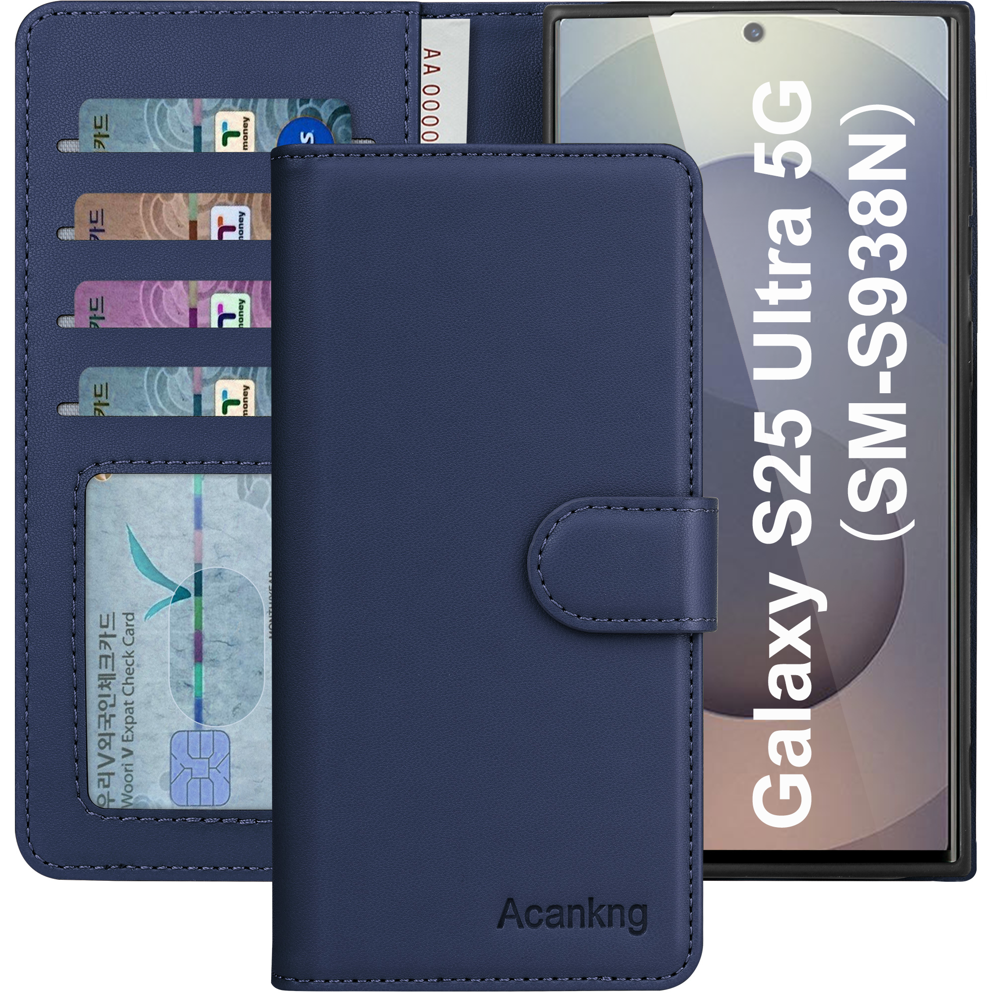 아칸크 삼성 갤럭시 S25 Ultra 5G 클래식 베이직 지갑형 카드수납 프리미엄 가죽 다이어리 휴대폰 케이스 (SM-S938N) 적용 13,500원