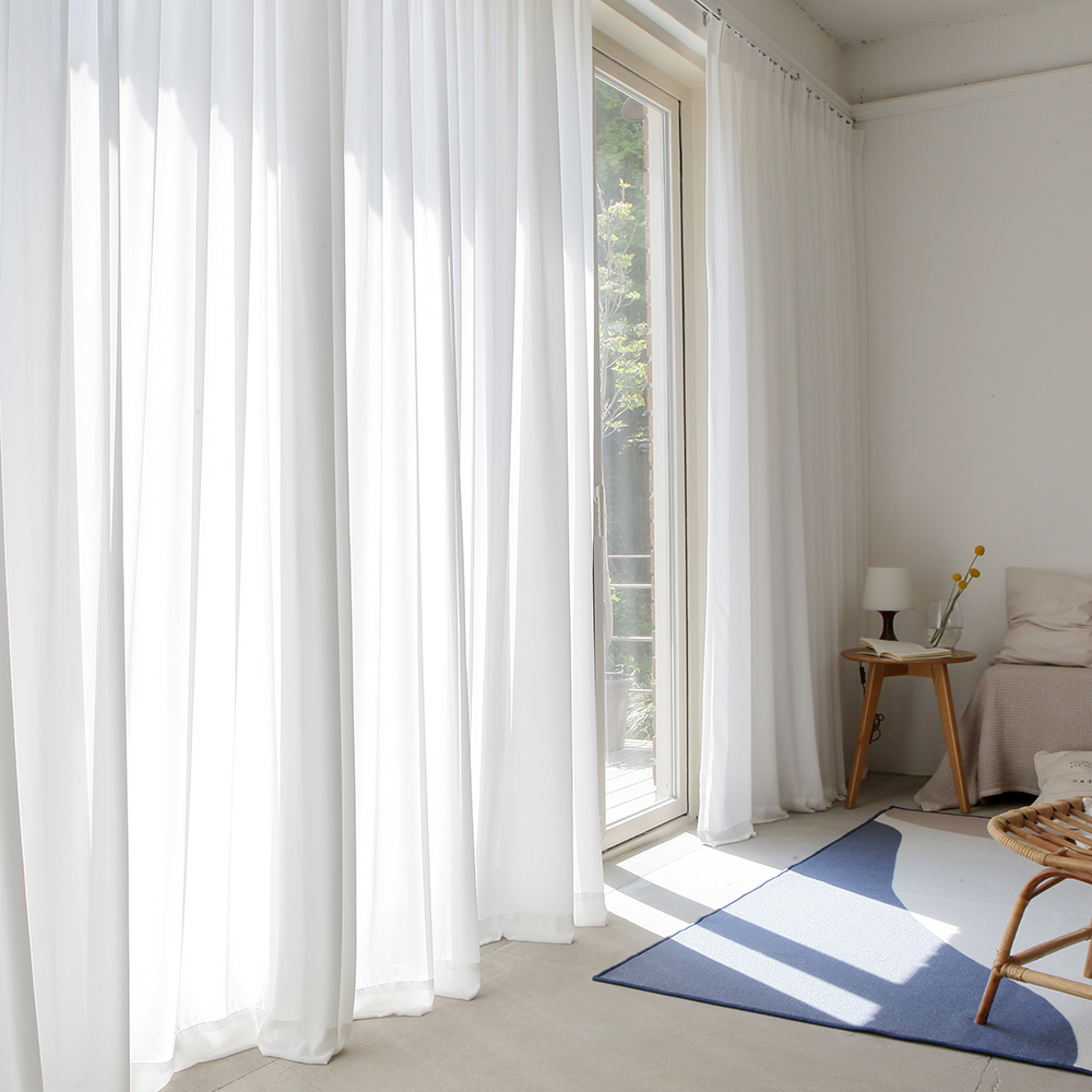 쁘리엘르 실루엣 쉬폰 나비주름 커튼 높이 조절핀형 64,900원