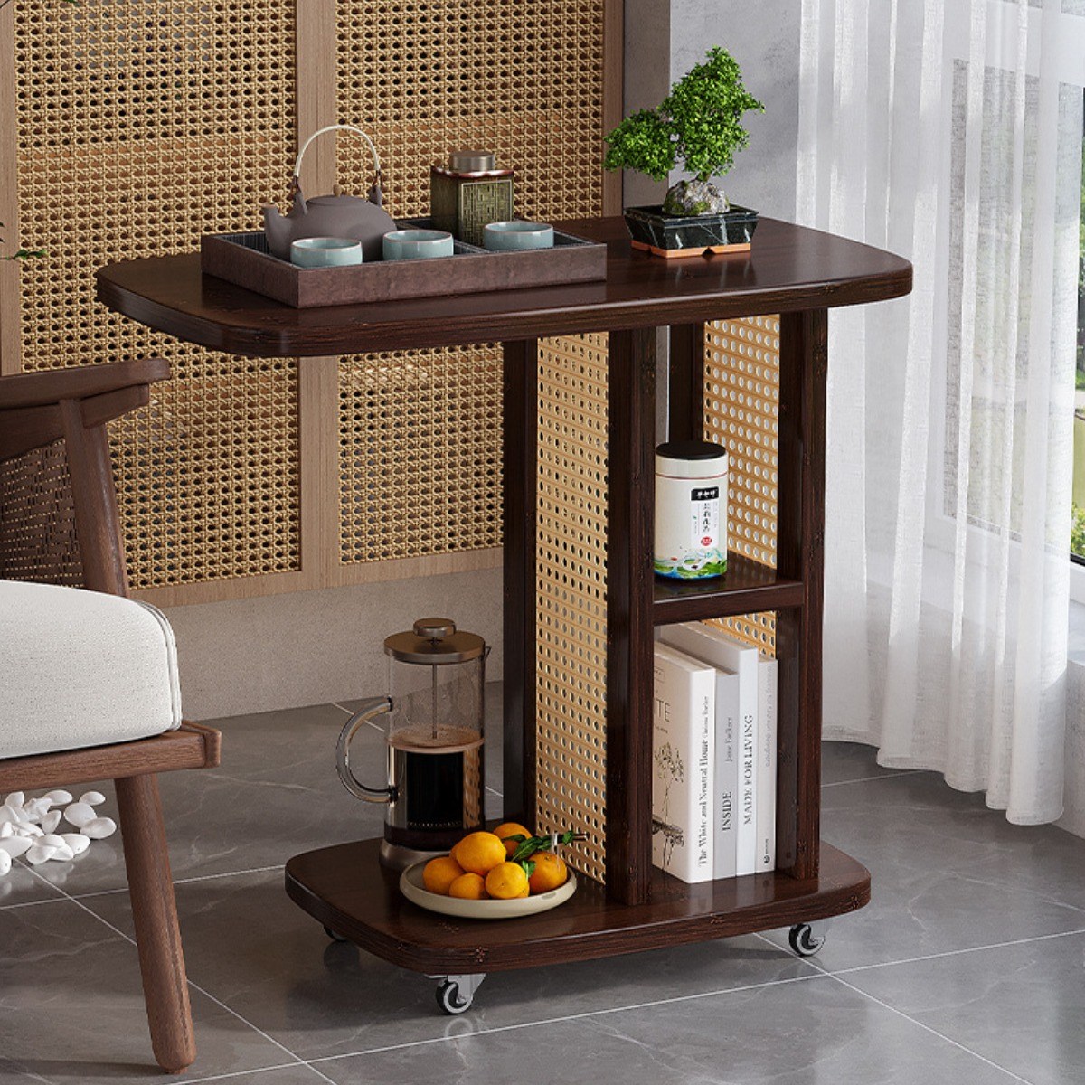 이동식 테이블 웨건 카트 이동식 거실 쇼파 사이드테이블 고급형 침대옆 간이 보조테이블 이동식 수납대 43,840원