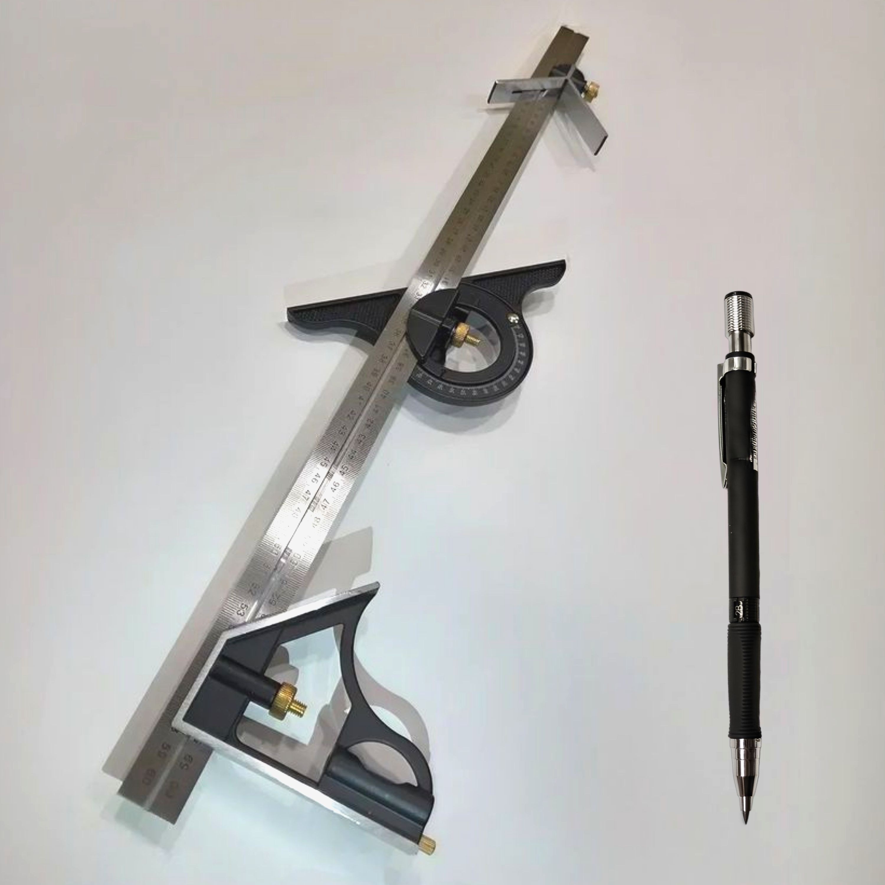 툴레보 다기능 콤비네이션 스퀘어 수평자 철자 각도자 목공자 측정자 600mm + 2mm 홀더팬, 1개 29,400원