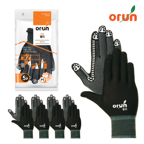 오런 속장갑 도트장갑 다용도장갑 멀티5p 6,900원