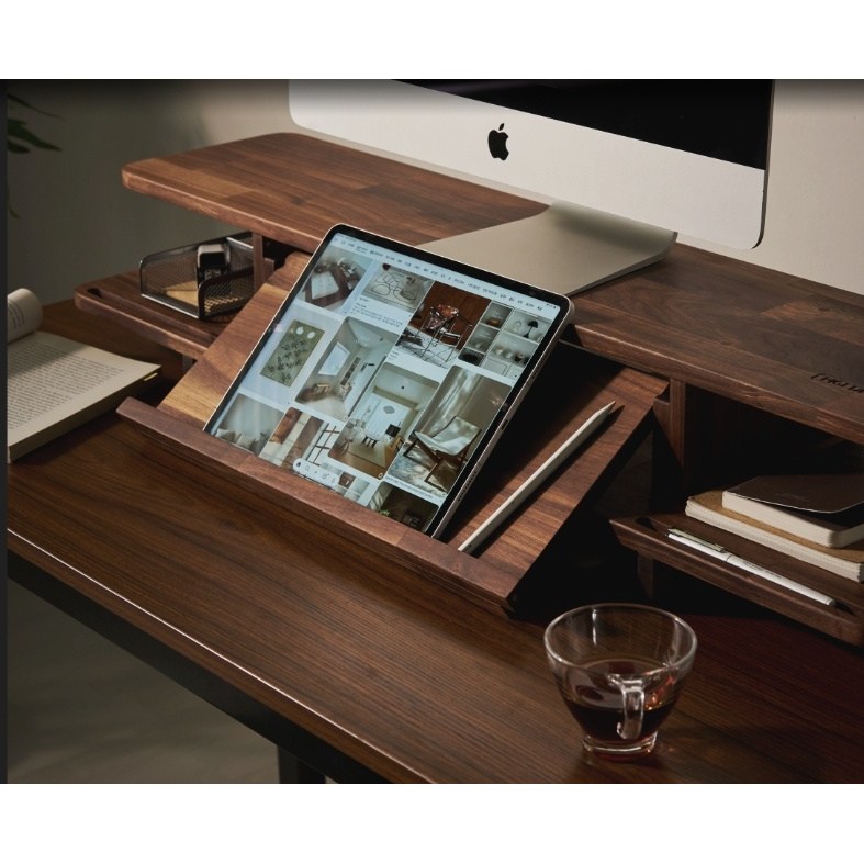 모니터 받침대 월넛 독서대 듀얼 2단 높이조절 받침 높은 거치대 선반 와이드 189,000원