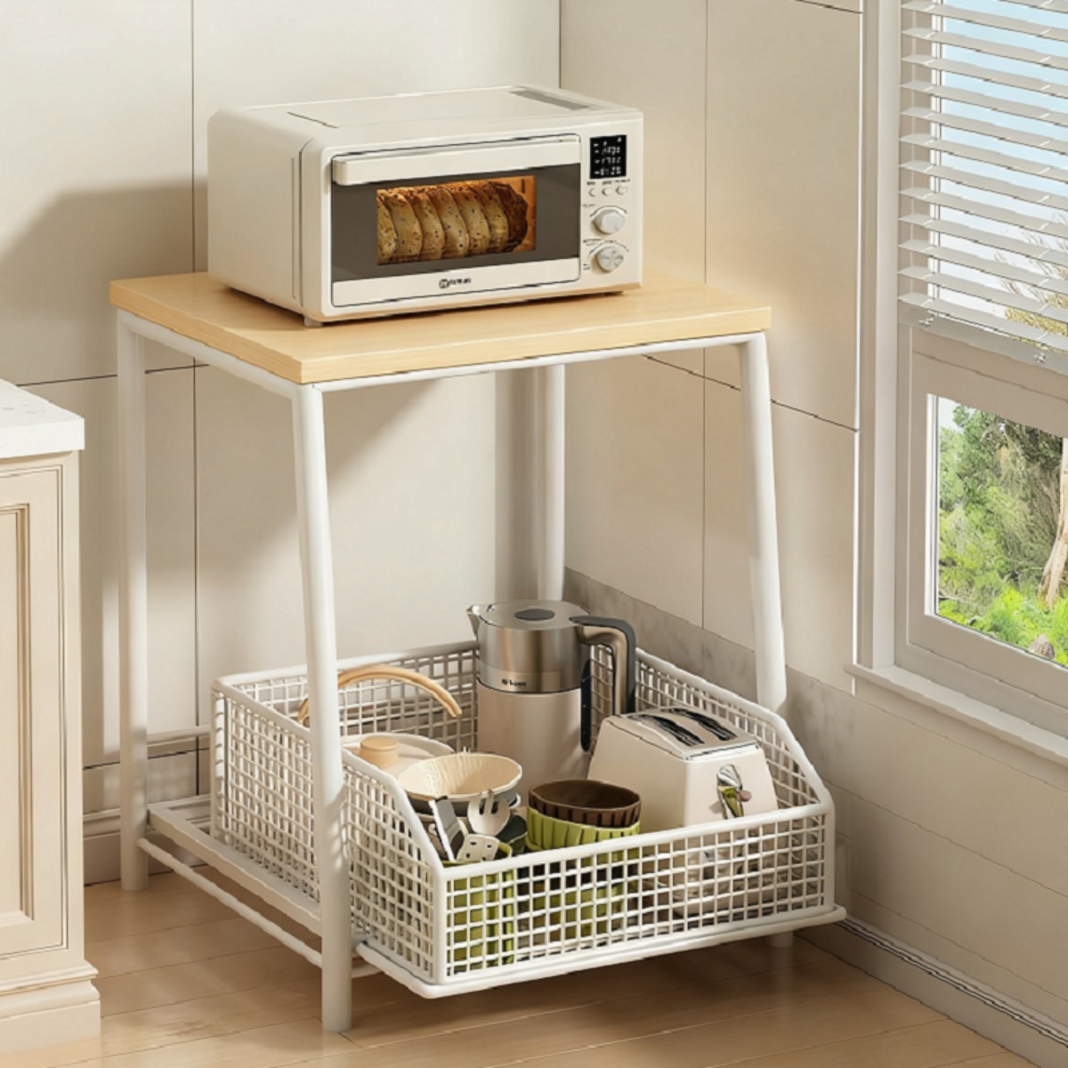 Tinduo 주방 전자레인지 선반 홀더 서랍장, 1개, 흰색 42,500원