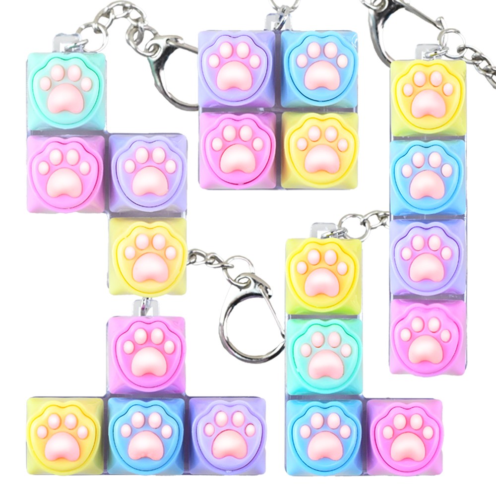 고양이 젤리 테트리스 4구 키캡 딸깍이 키링 5종 세트 발바닥 키보드 열쇠고리 16,200원