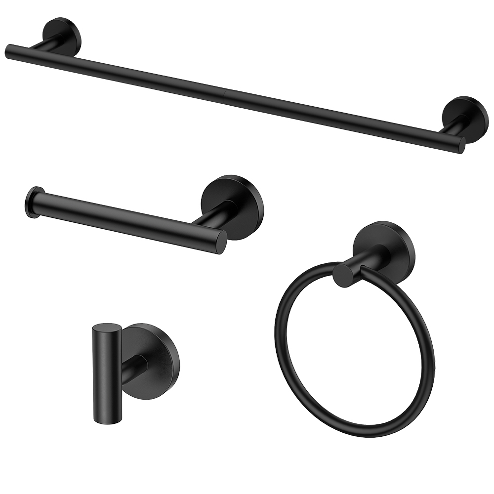 USHOWER 욕실 악세사리 세트 벽걸이형 수건걸이 타월바 SUS304 스테인리스 61cm, 4개, 블랙 42,000원