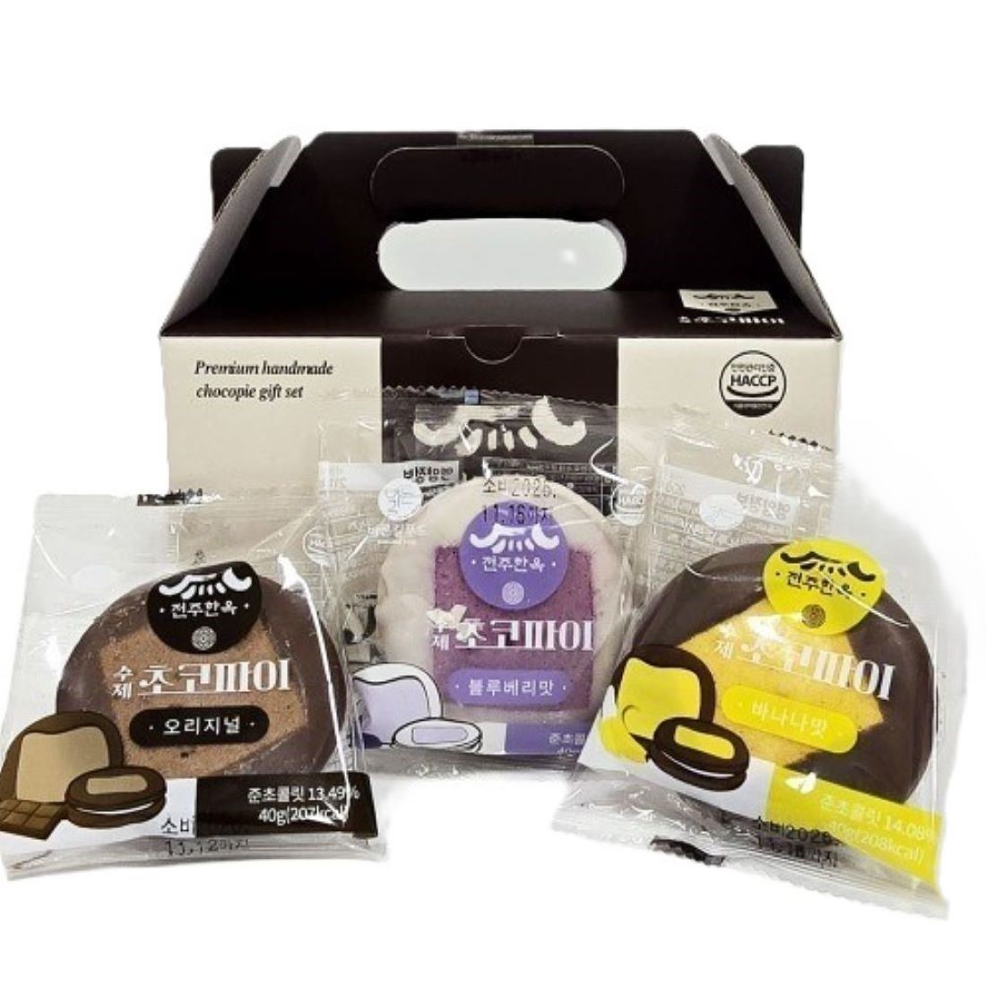 전주한옥 수제초코파이 3종세트 (오리지널10개,블루베리10개,바나나10개), 30개, 40g 45,000원