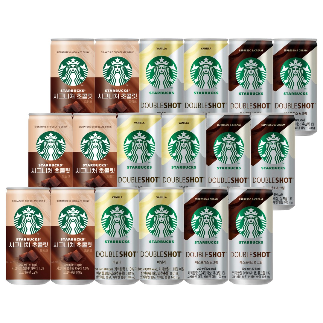 스타벅스 캔 3종(더블샷에스프레소앤크림+바닐라+시그니처초콜릿) 29,900원