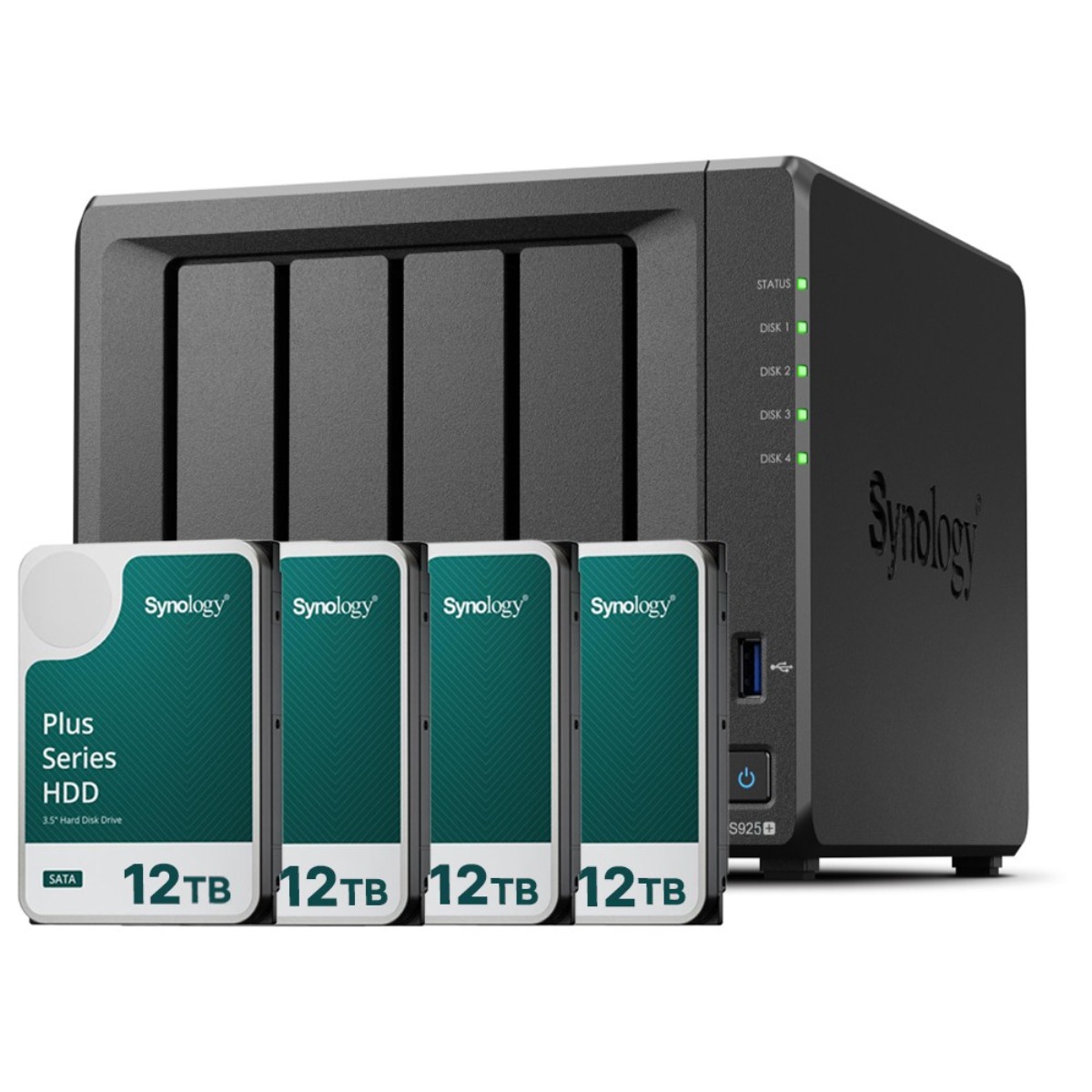 [ 시놀로지 공식총판 ] 시놀로지 나스 DS925+4bay [64TB]HAT3310-16TBX4EA 합본 기업용 NAS 3,785,000원