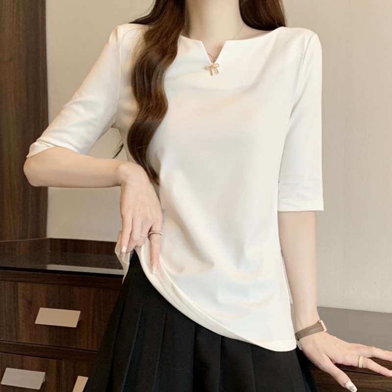 스타일아유 여성 순면 5부 소매 베이직 티셔츠 면티 데일리 캐주얼  TS2509 15,290원