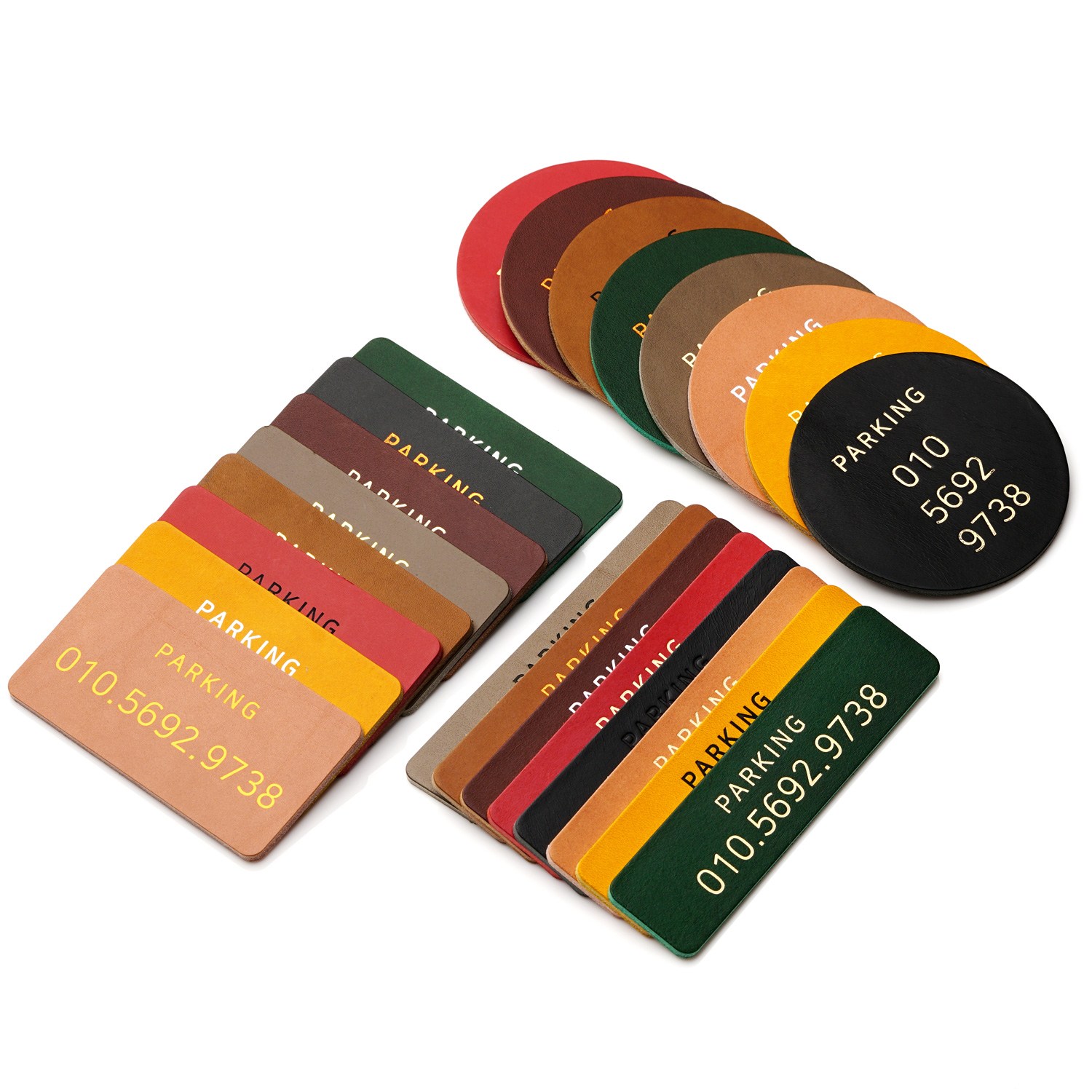 자동차 주차번호판 대쉬보드 논슬립 가죽 듀얼넘버 골드각인 18,500원