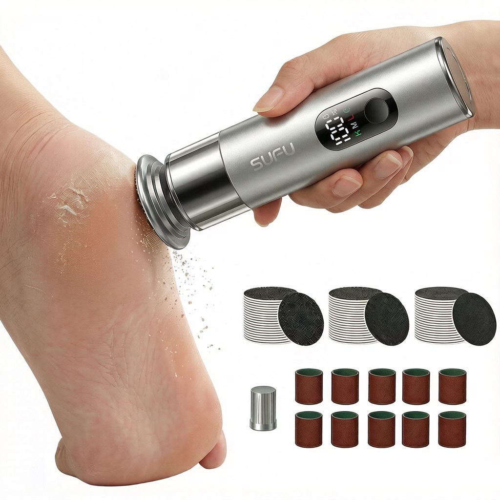 SUFU 전동 발굽 그라인더 고토크 3단 속도 이중 그라인더 헤드 일회용 샌드페이퍼 대용량 배터리 가정용 발 각질 제거기, 은색 38,660원
