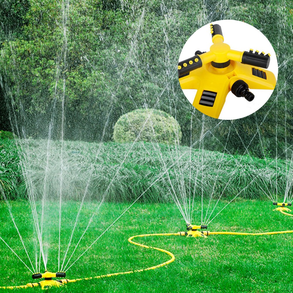 HK sell 트리플 정원 잔디 360도 회전 스프링클러, 옐로우, 1개 6,400원