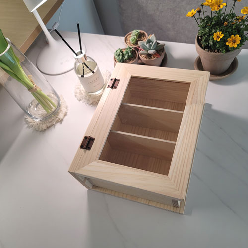 나무루리 원목 책모양 티박스 커피통 티통 정리함 반제품 - 원목 전면(유리) 오픈형 소품가구 인테리어 - 무도장 29,800원