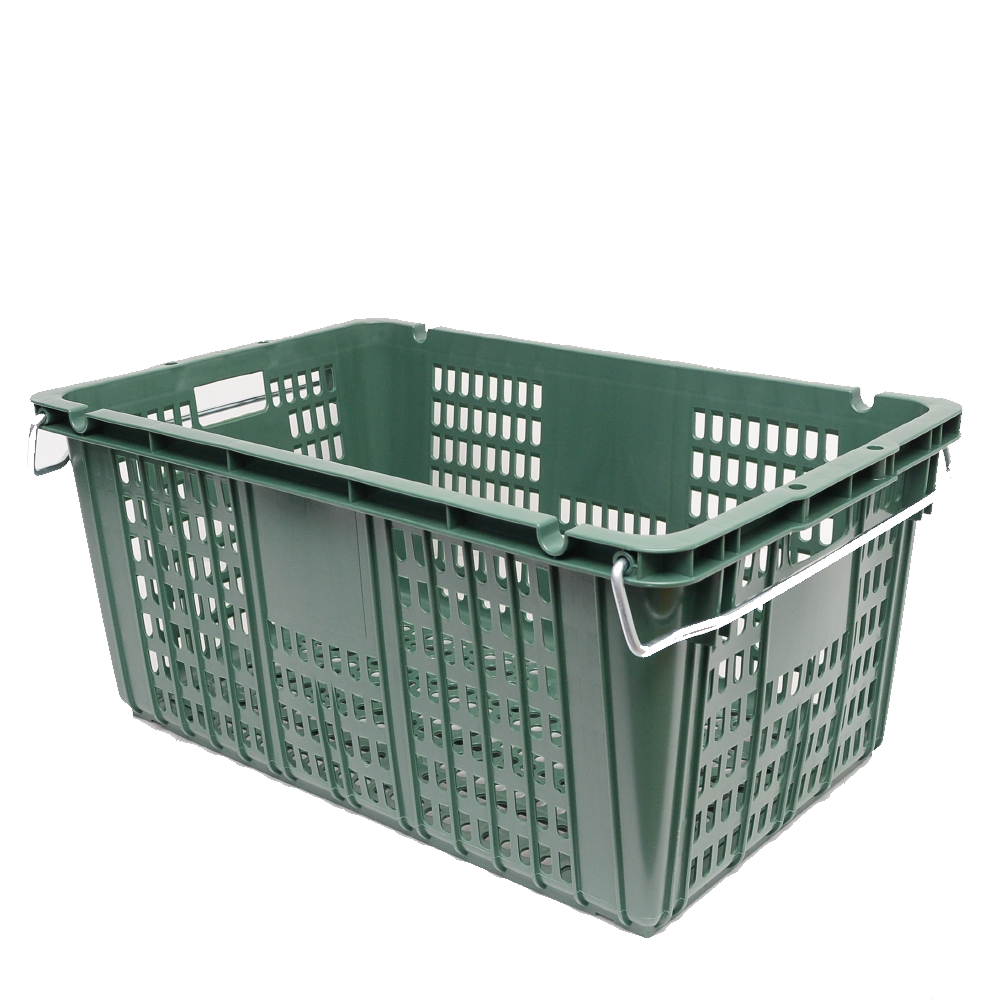 무빙팩 플라스틱 이사짐바구니 이사바구니 농수산물 운반상자 과일상자 철고리 있는 상자, 녹색, 2개 27,600원