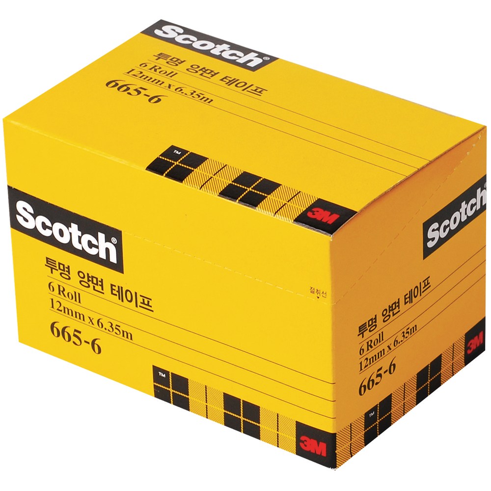 3M 스카치 투명양면테이프리필 12mm 665R-6 오피스팩, 1개 8,120원