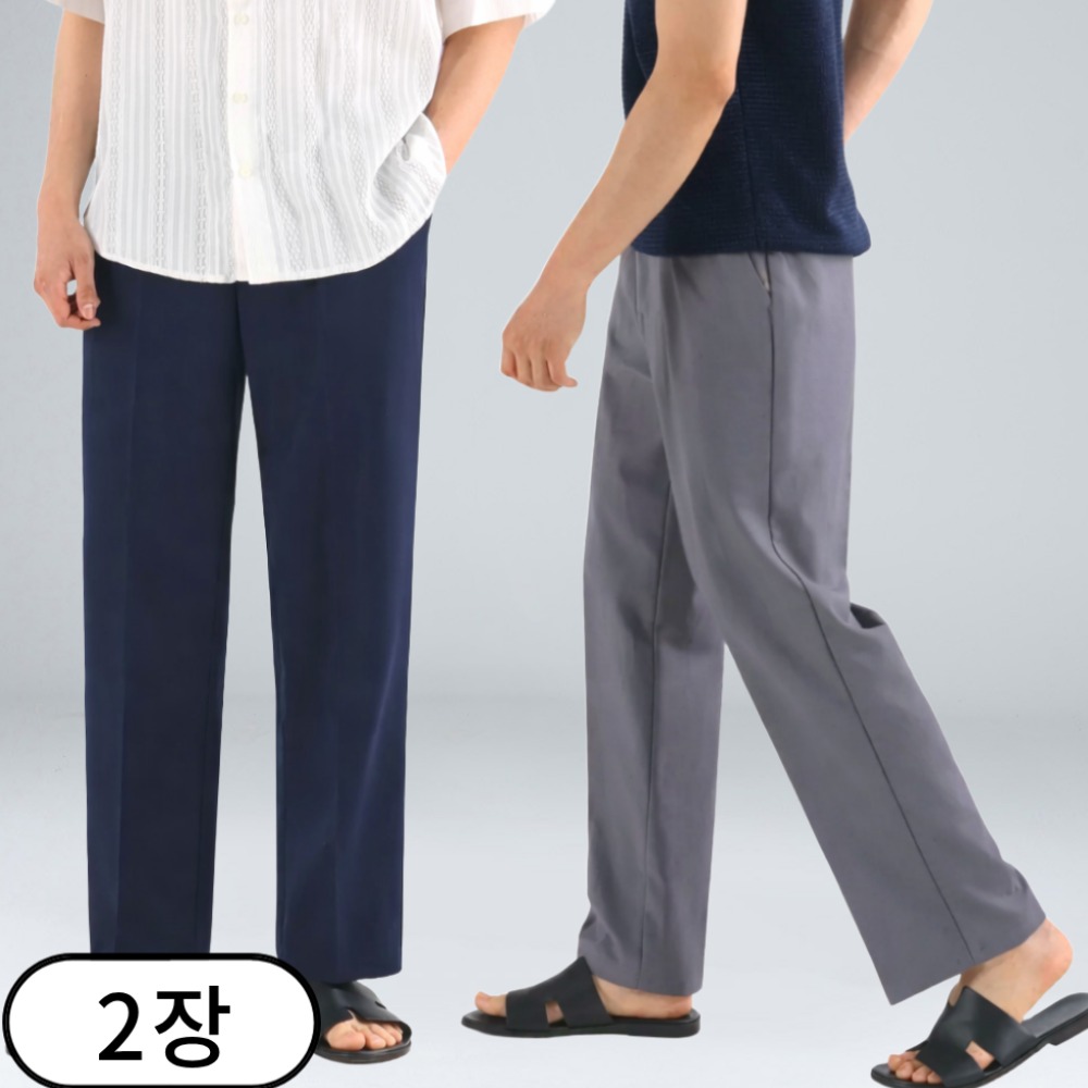 [1+1] 남성용 여름 냉감 쿨 버클 밴딩 세미 와이드 슬랙스 빅사이즈 (6640-2) 62,190원