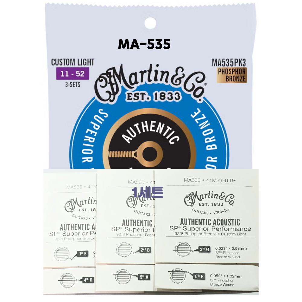 마틴 통기타줄 MA535 CUTOM LIGHT(11-52) 어쿠스틱 스트링, 1세트 12,500원