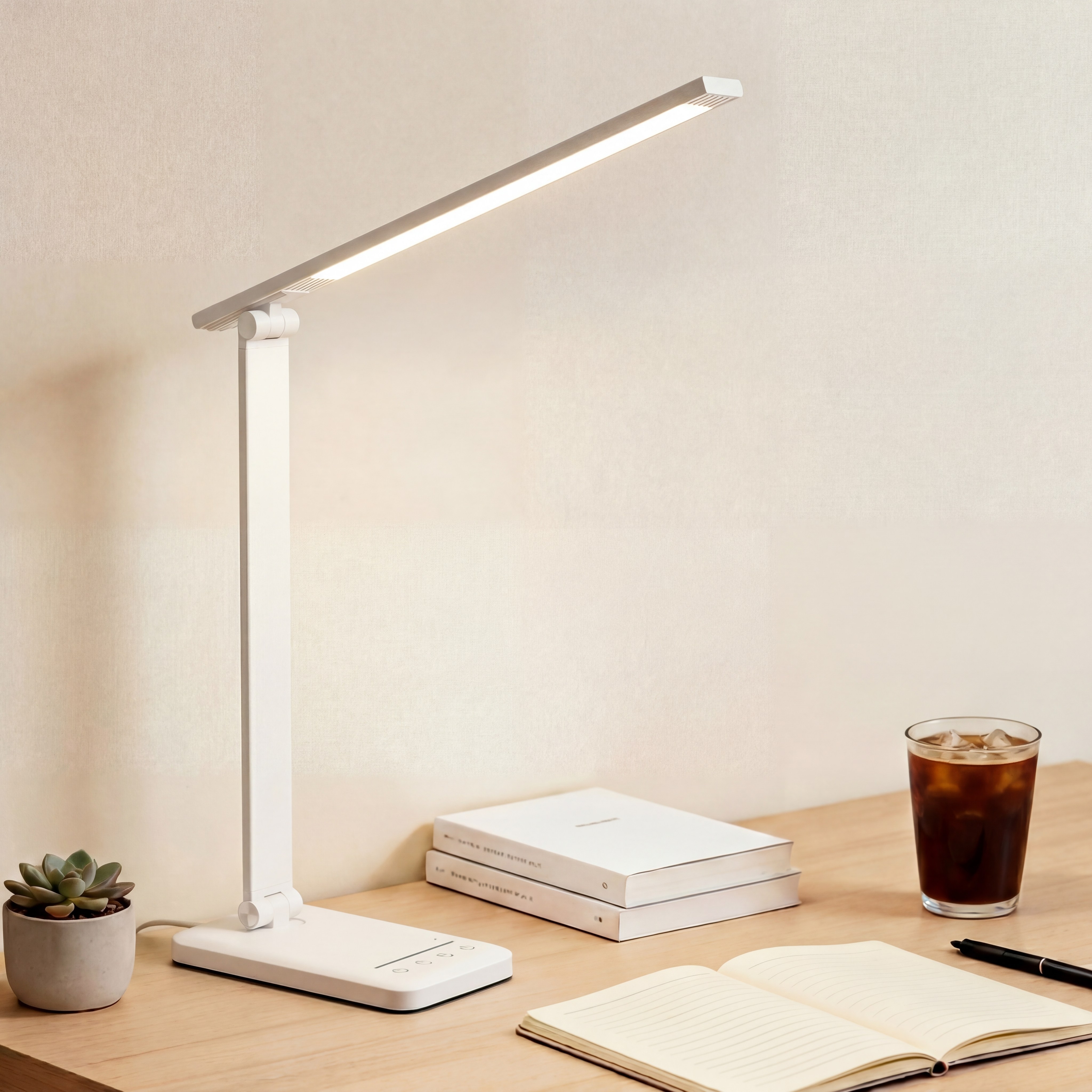 파페피 LED 학습용 스탠드 블루라이트 차단 시력보호 7단 밝기 5단 색온도 조절, 화이트 38,800원