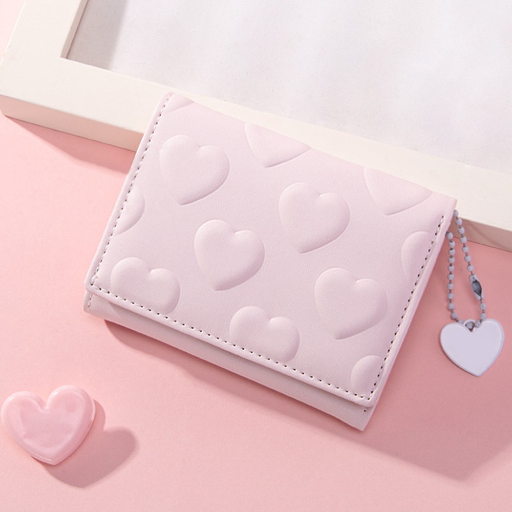 엘리다움 하트 엠보 미니 3단 여성 지갑 슬림 카드수납 반지갑 심플 여행 선물 학생 가벼운 데일리 지갑 9,800원