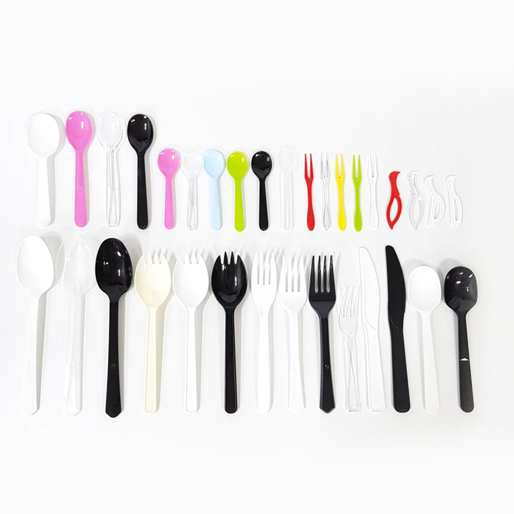 일회용 식기 종합 (1개) / 수저 스푼 포크 나이프 아이스크림 디저트 샐러드 용 플라스틱 벌크 개별 낱개 포장 배달 캠핑 테이크아웃 용기 반투명 백색 블랙, 1개 16,000원