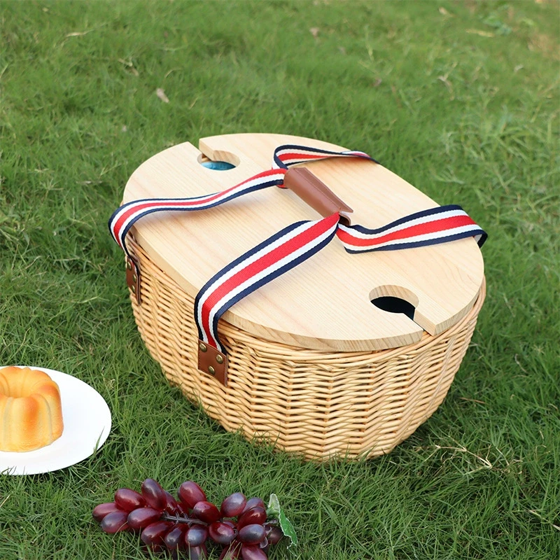 리틀보트 천연라탄 보냉 피크닉 바구니+접이식 테이블, 원색, 1개 53,700원