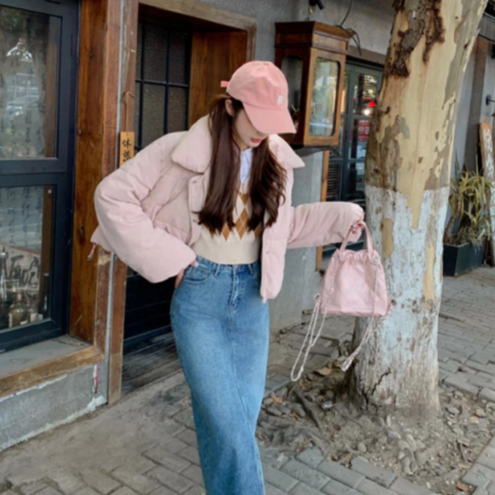 여성 겨울 코듀로이 페미닌 크롭 숏 패딩 점퍼 자켓 127,800원