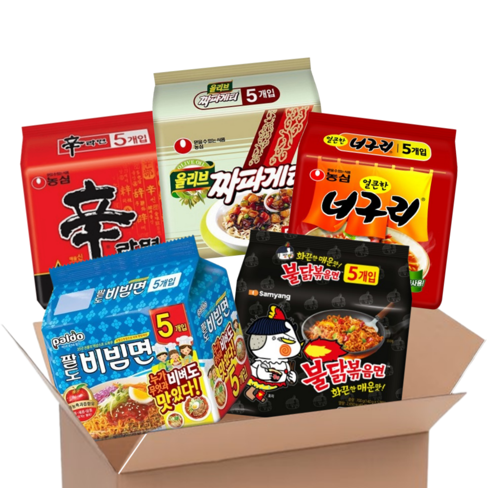 [맛슐랭] 멀티세트 신라면5+너구리5+짜파게티5+불닭볶음면5+팔도비빔면5, 1세트 24,600원