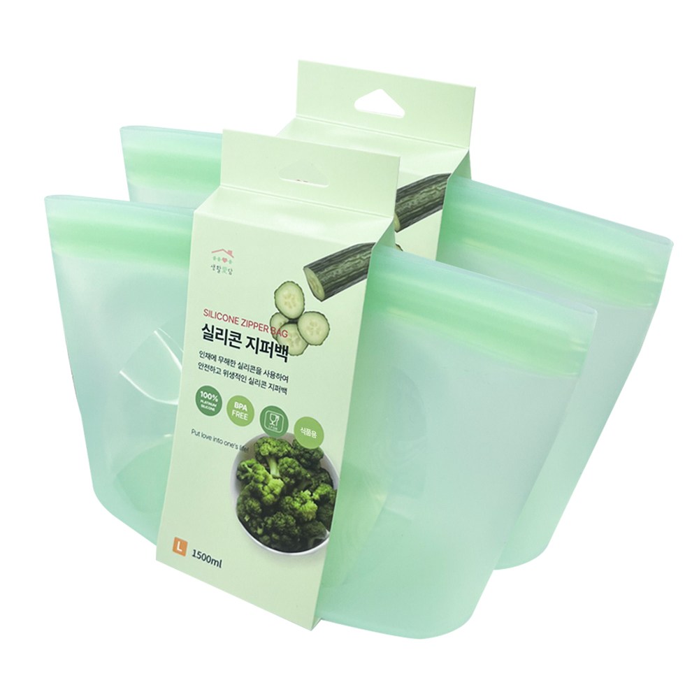 생활애담 플래티넘 실리콘 지퍼백 민트, 1500ml*2p, 1세트 21,900원