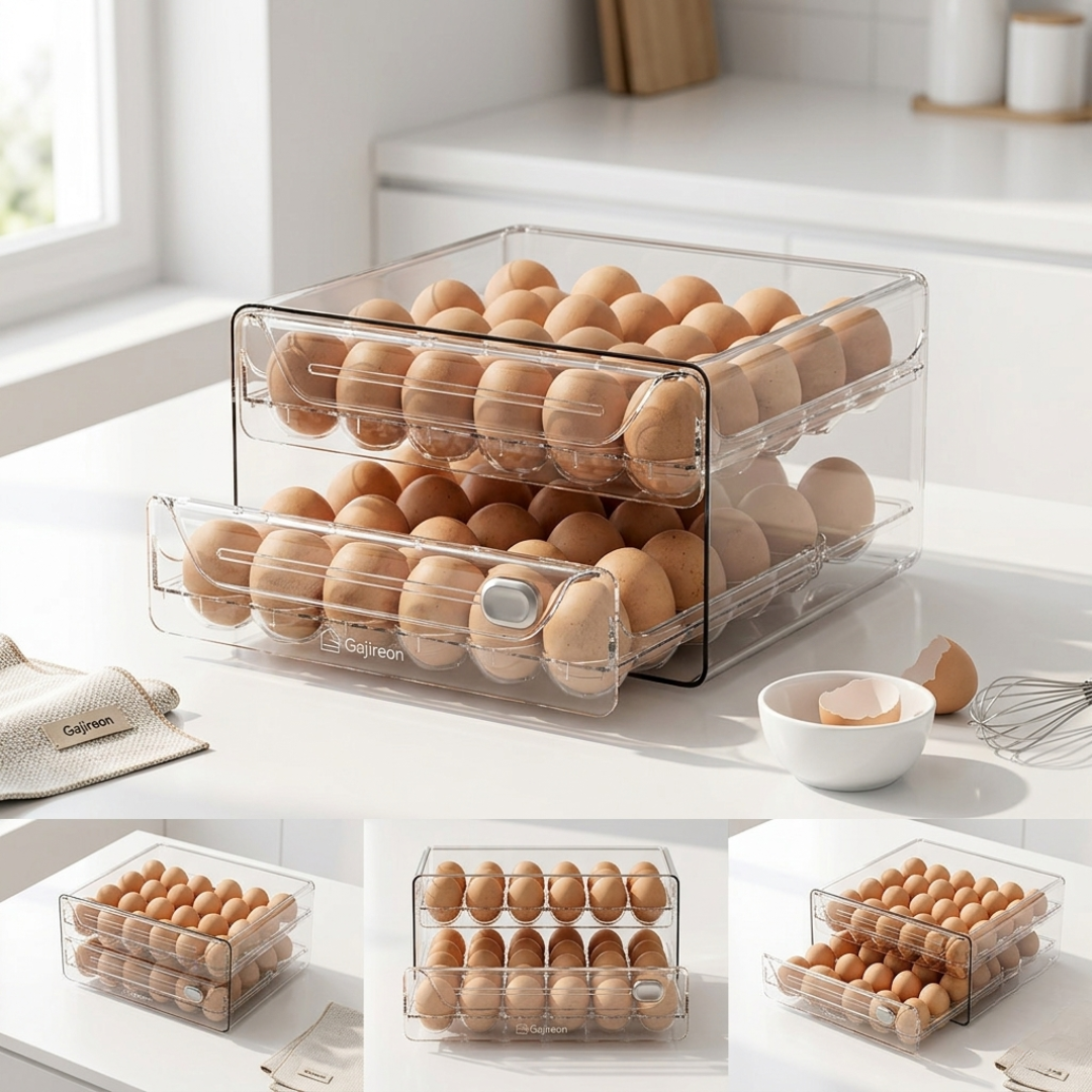 가지런리빙 적재식 서랍형 계란 트레이, 60구, 투명 20,000원
