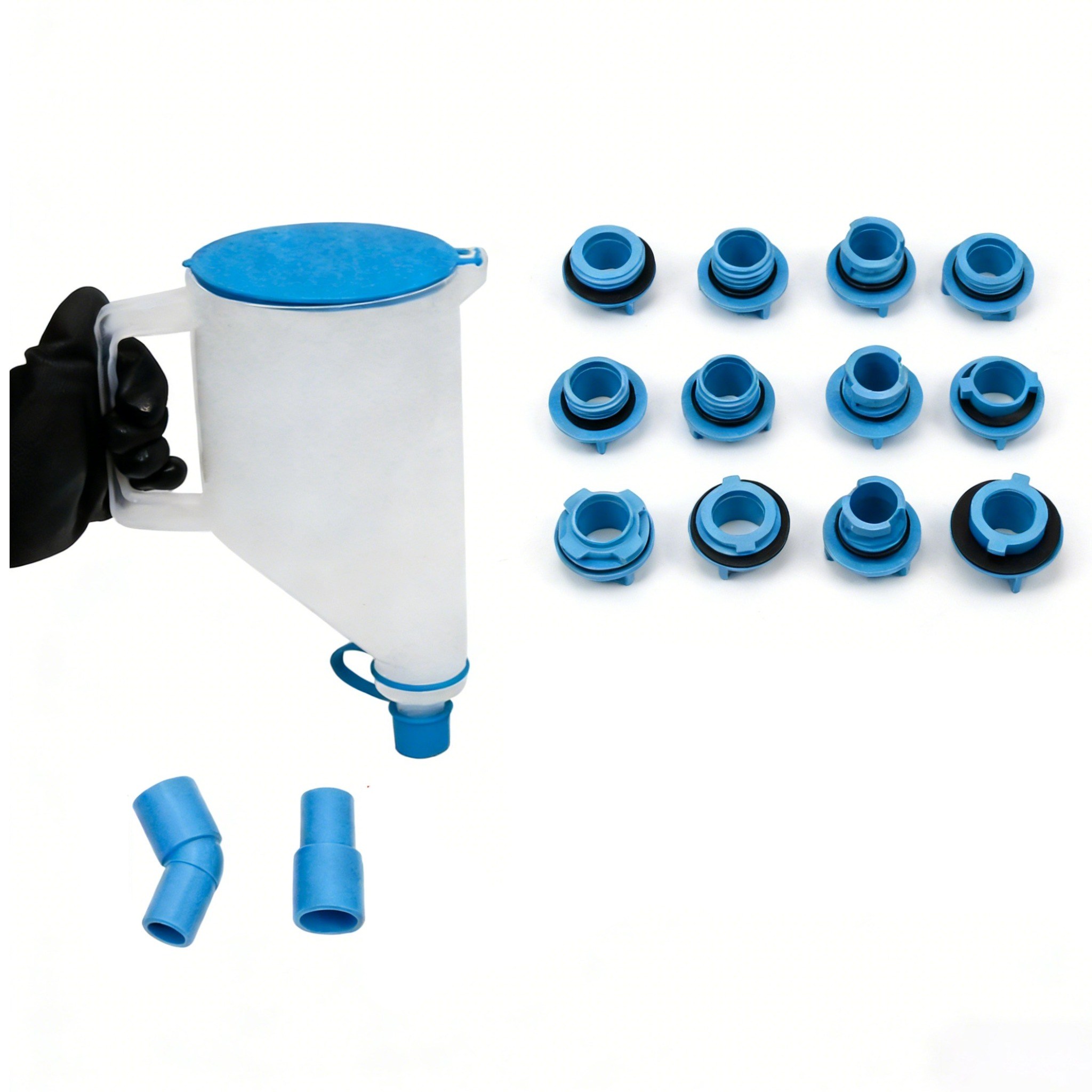 Kuntech 자동차 엔진오일 주입 깔때기 15종 세트 급유용 오일깔데기 자동차 오토바이 다용도 오일깔대기, 1개, KT6136-파란색 29,530원