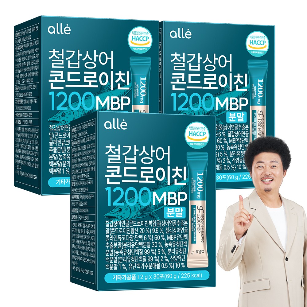 철갑상어 연골 콘드로이친 1200 MBP 분말 스틱 c6s 식약청 HACCP 알레, 3개, 30회분 35,090원