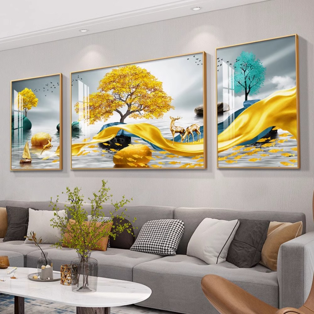 럭셔리 고급 AB비즈 보석십자수 3단 대형 큰 사이즈 재물을 부르는 황금 금전수 (사이즈10종)+행운십자수 거실 스티치 수제 풍수 인테리어 십자수 거실 침실 인테리어 캔버스 형액자 48,000원