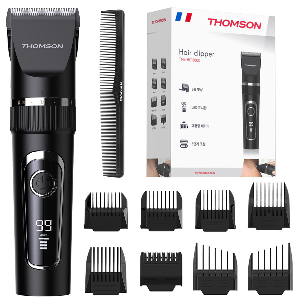 프랑스 톰슨 전문가용 LED 세라믹 이발기 미용실 애견용 다용도 풀패키지 + 빗 세트, TMS-HC1300K 81,900원