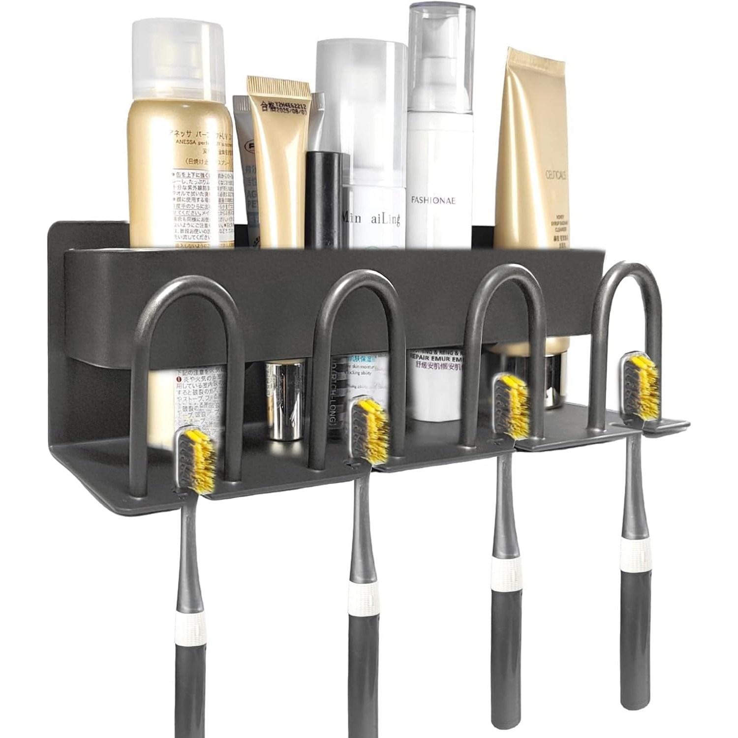 호텔식 알루미늄 접착 칫솔걸이 탐사 무타공 수납형 칫솔걸이 4구, 1개, 올블랙 5,990원