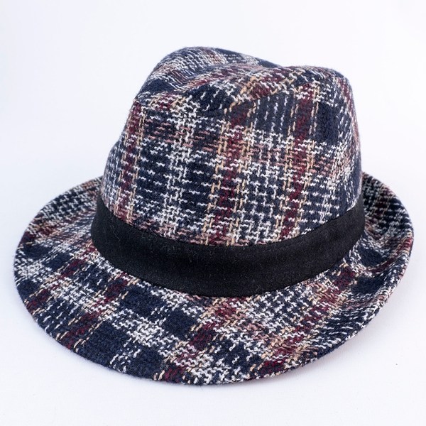 중년 남자 겨울 중절모 양모 블렌드 체크, 차림 완성 한 끗 신사 페도라 28,800원