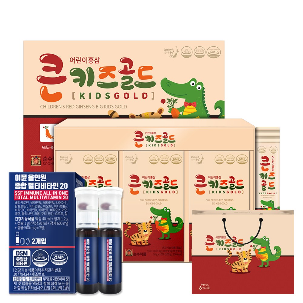순수식품 6년근 큰키즈골드 어린이홍삼 홍삼스틱 30포 2개 (쇼핑백) 48,090원