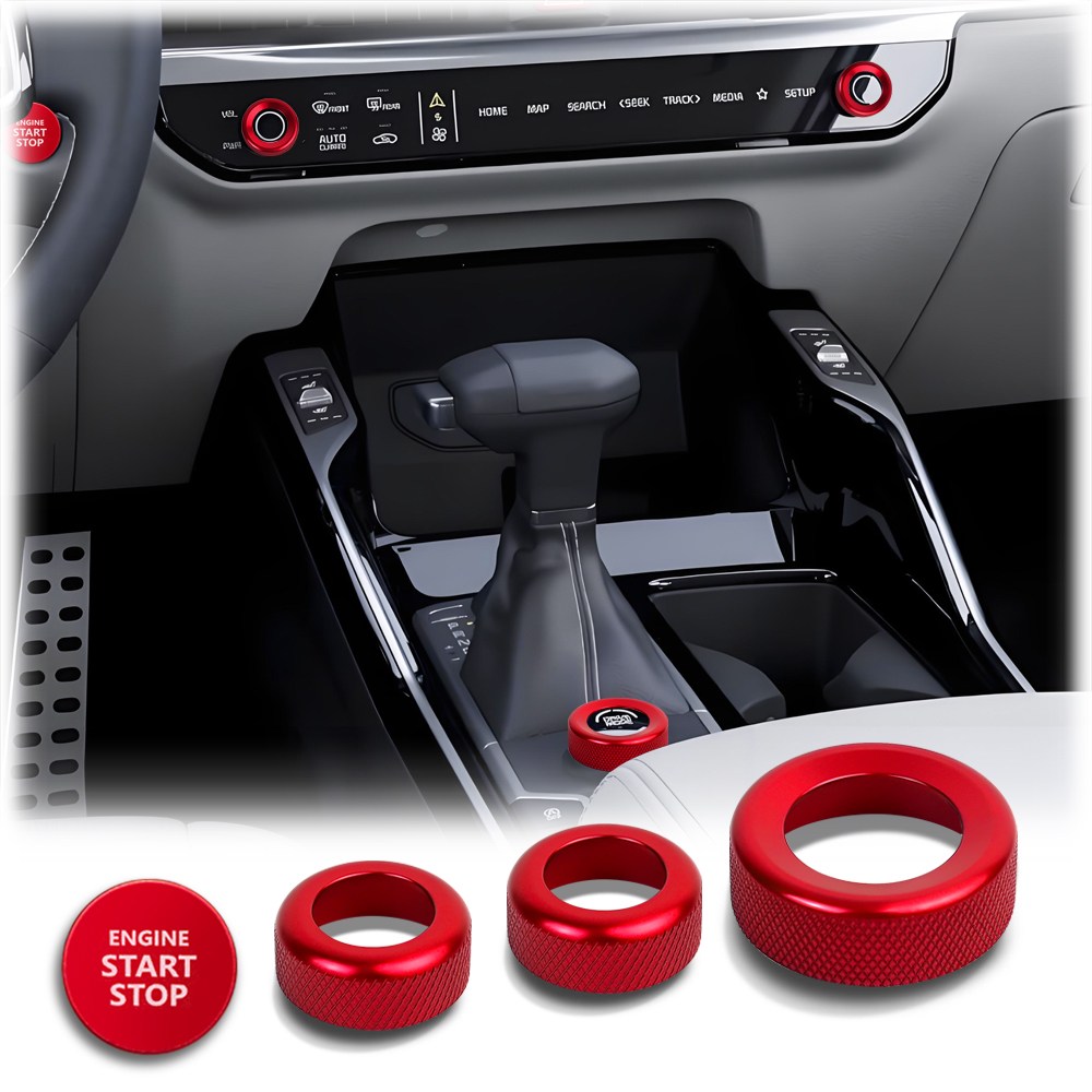 MODACE 2024~2026 기아 쏘렌토 액세서리 알루미늄 합금 노브 커버 트림 키트 - 시작 버튼 A/C 볼륨 튜닝 드라이브 모드 장식 덮개 4pcs, 빨강, 기타 37,990원