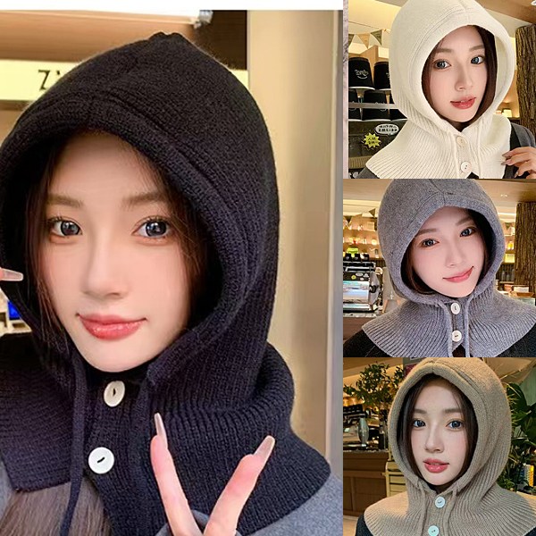 (주)에이스샵 니트 여성 바라클라바 울 단추 머플러 겨울 방한 여자 후드넥워머 목토시 머플러 스키 캠핑 7,000원