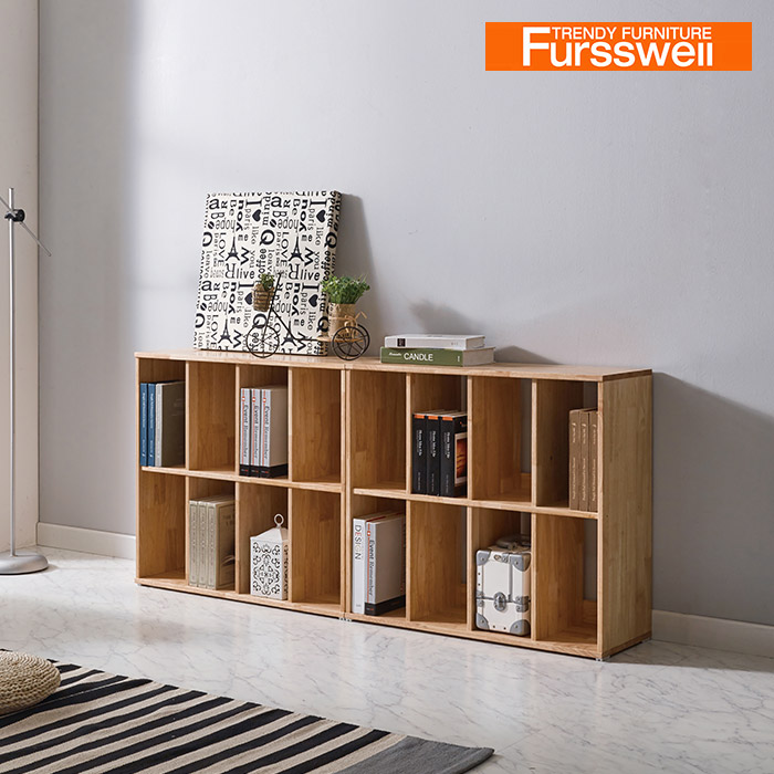 퍼스웰 알피노 고무나무원목 2단책장세트(SI_185), 월넛 262,000원