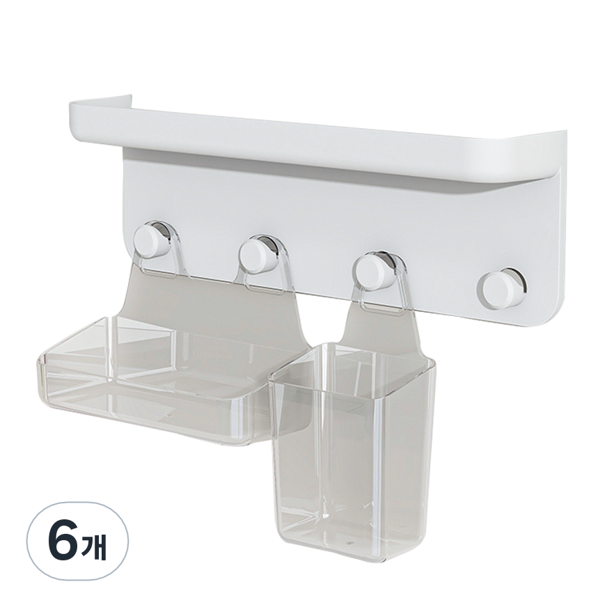 코히모 무타공 부착형 다용도 벽걸이 홀더 포켓 수납함 4W225, 6개, 화이트 32,700원