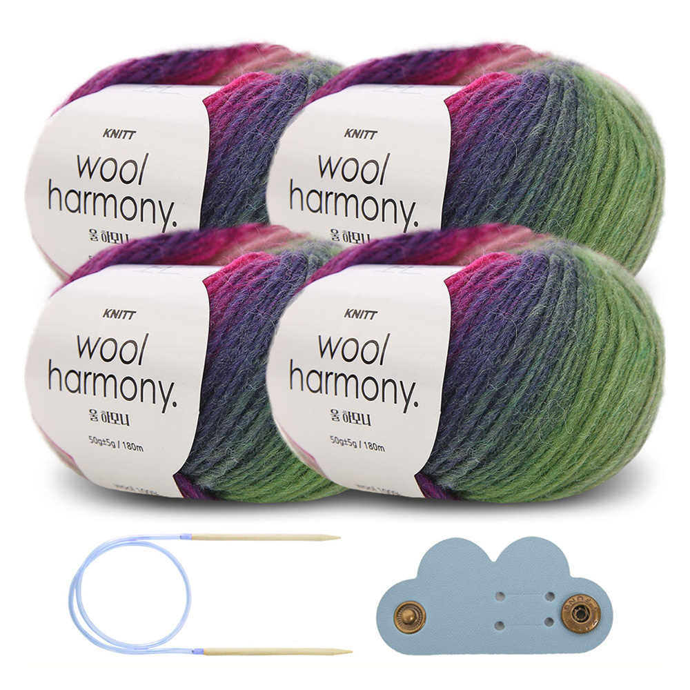 니뜨 울하모니 뜨개실 50g x 4p + 줄바늘 4mm + 케이블 홀더 세트 33,120원